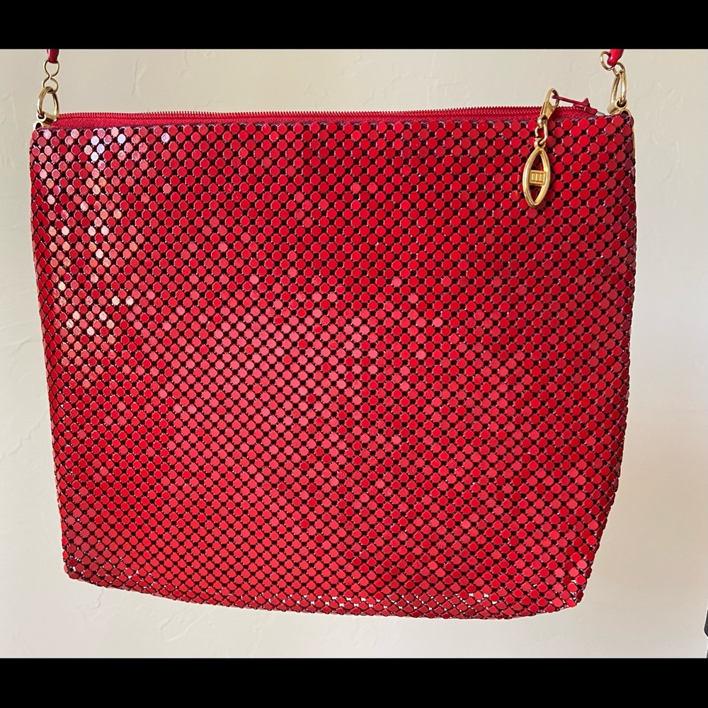 Glittery Red, Metal Mesh Shoulder Bag